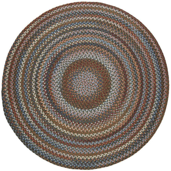 Green Tribeca braided wool round rug, handmade in USA