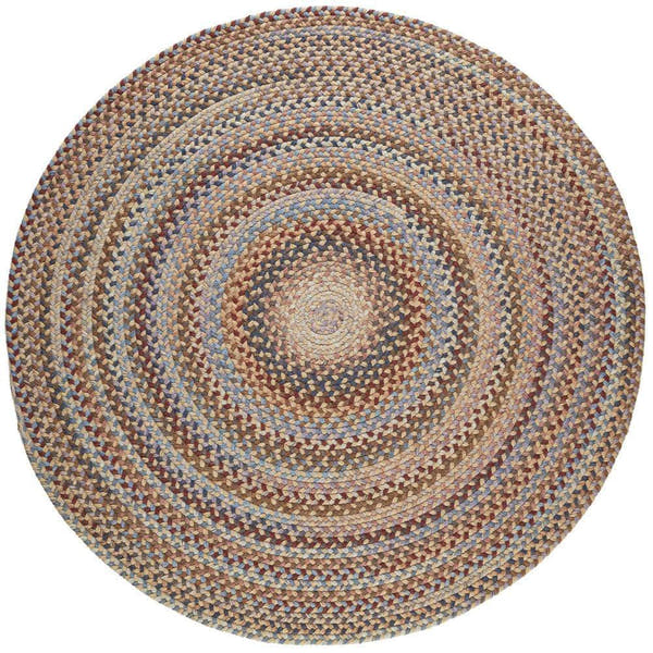 Neutral Wheat Tribeca braided wool round rug, handmade in USA