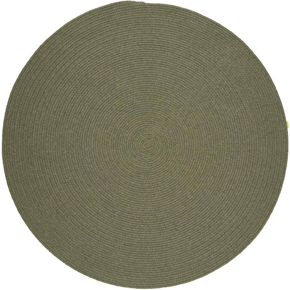 Pura Solid Soft Wool Braided Rug - Moss Green
