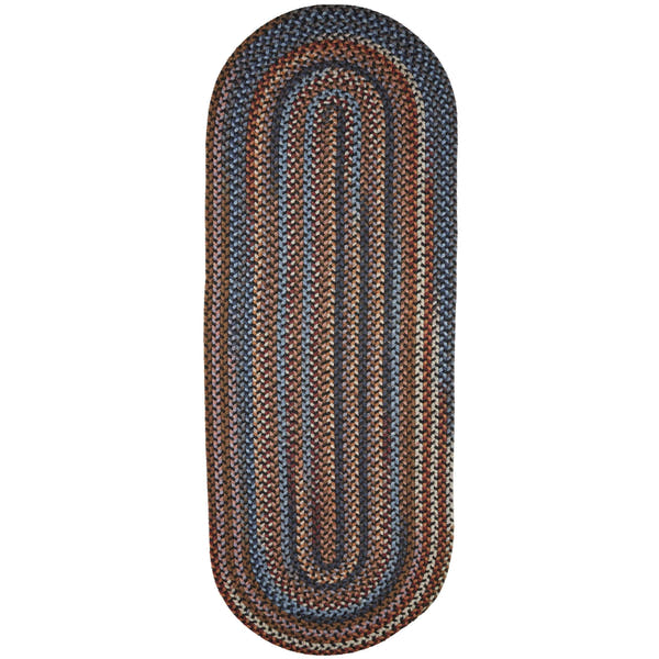 Black Tribeca braided wool runner rug, handmade in USA