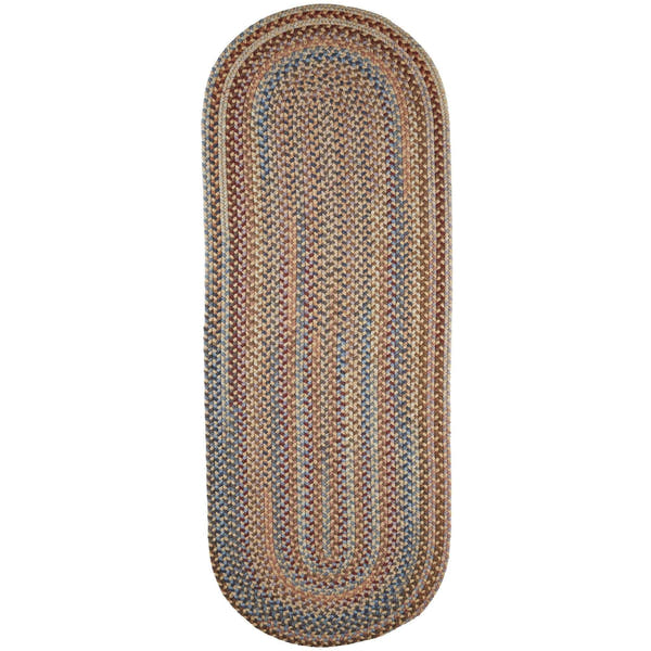Neutral Wheat Tribeca braided wool runner rug, handmade in USA