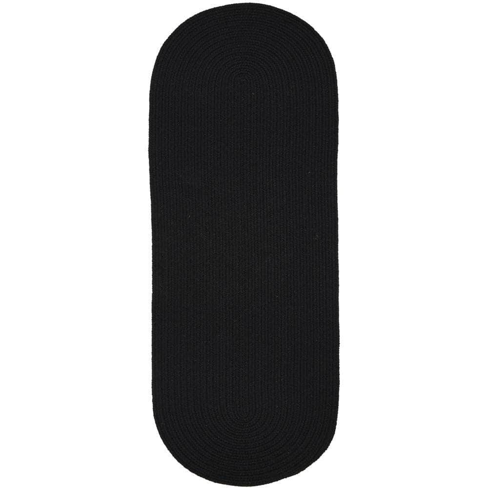 Pura Solid Soft Wool Braided Rug - Black