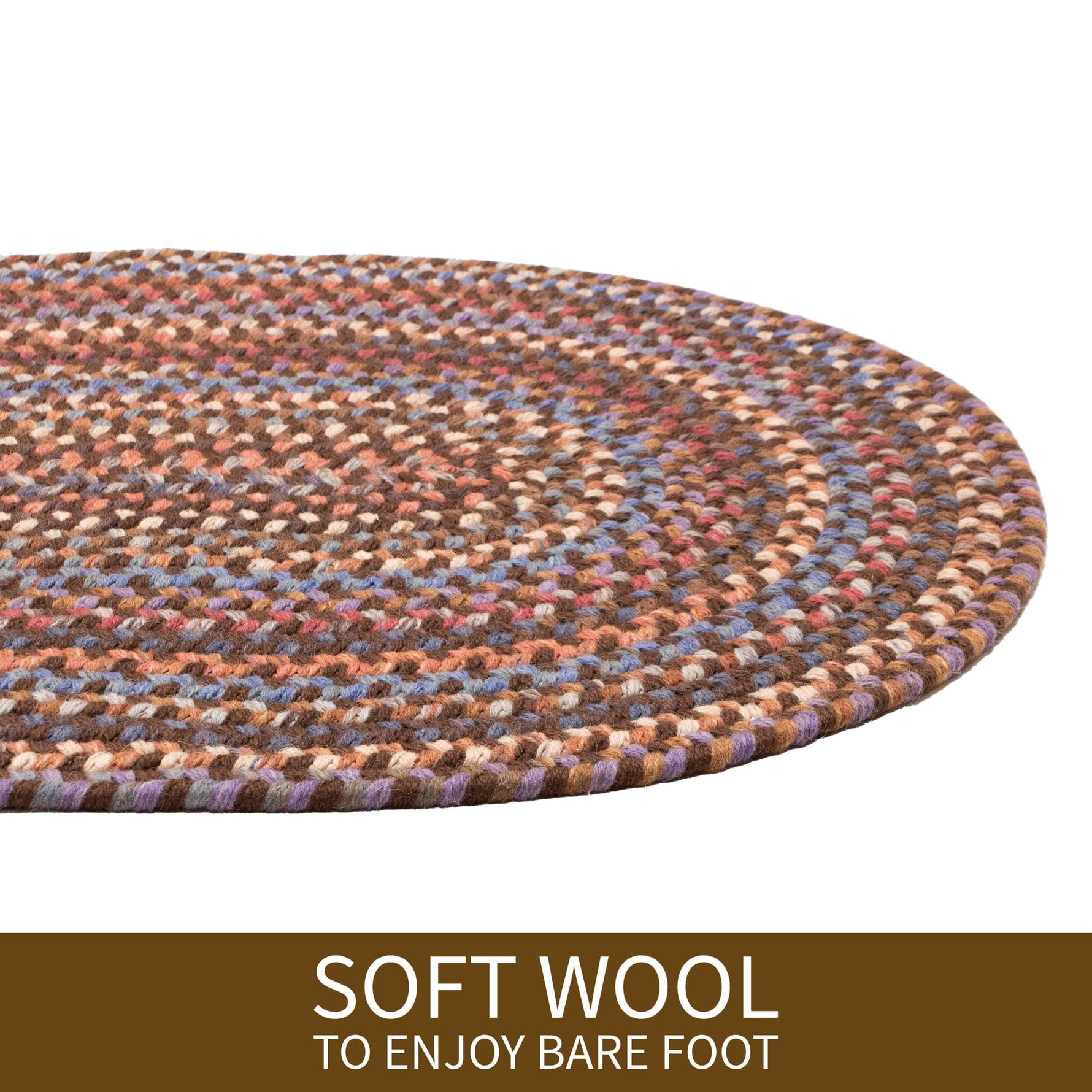 Walnut Brown Braided Wool Rug - Premium Quality - Handmade in USA