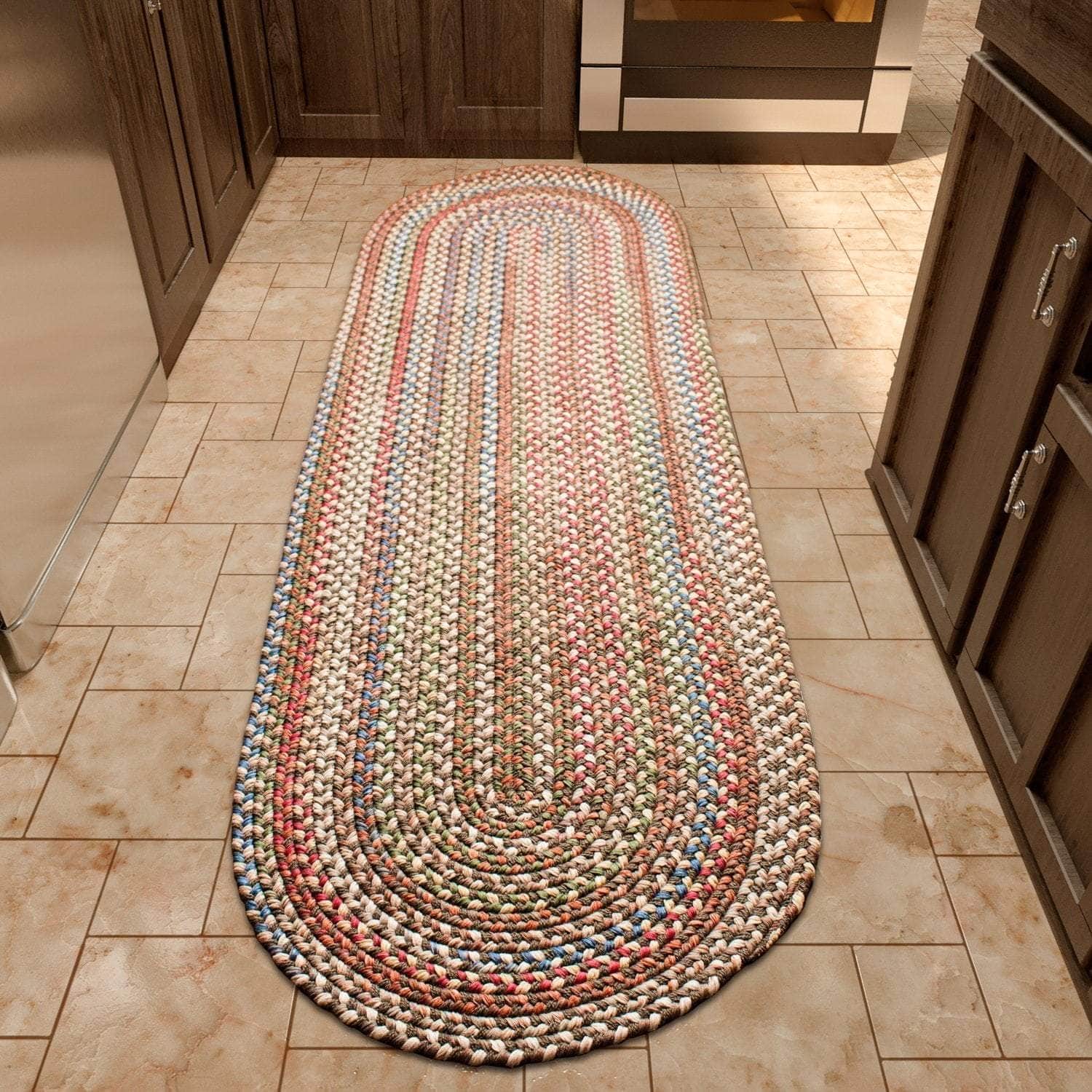Roxbury Braided Rug for Indoor / Outdoor Use - Great for Kitchens, Patio or Deck - Soft Stain Resistant Yarn -Dk Taupe