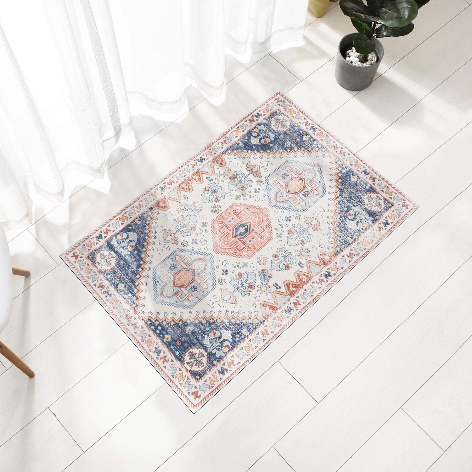 Pastel Bursa machine washable area rug 2' x 3' - styled in a room