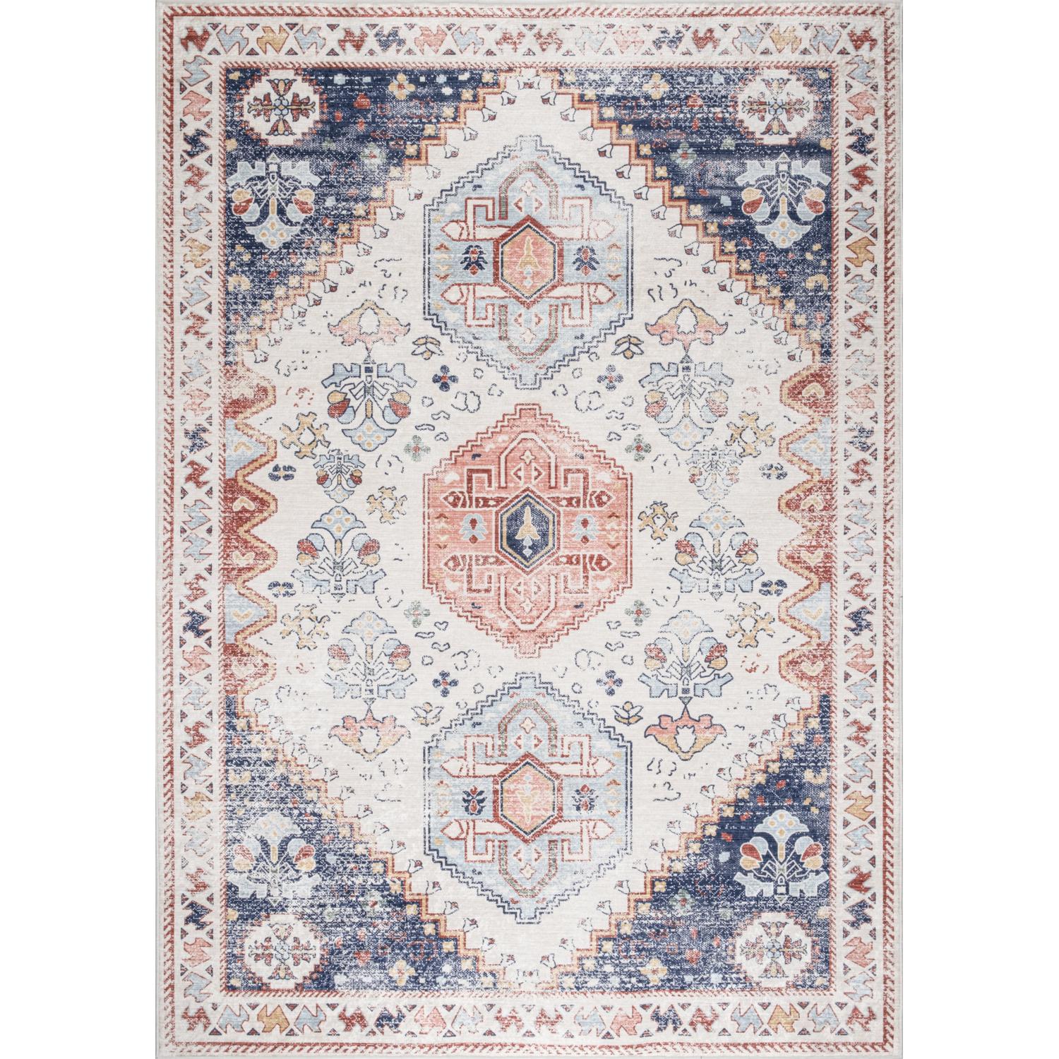 Pastel Bursa machine washable area rug 2' x 3' - flat overhead view