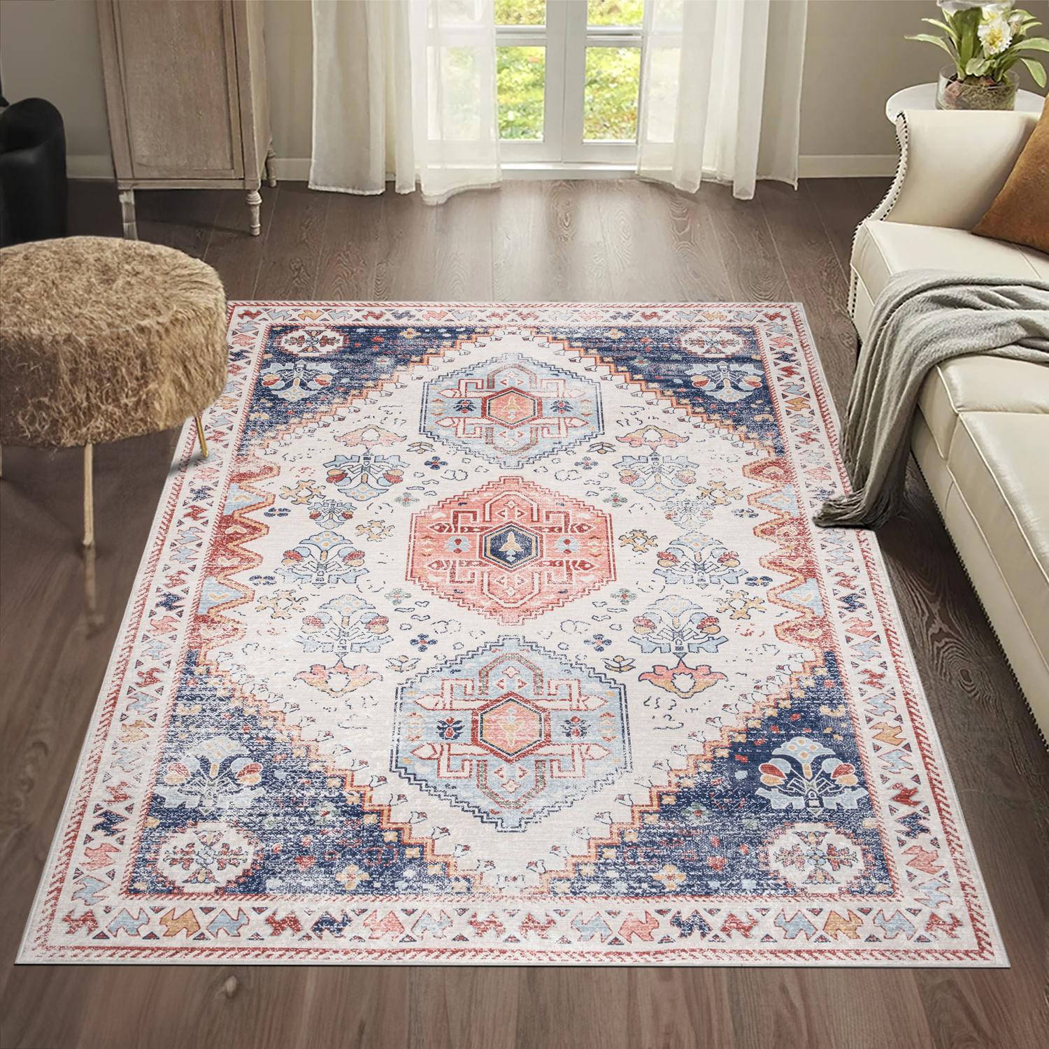 Pastel Bursa machine washable area rug 2' x 3' - styled in a room setting