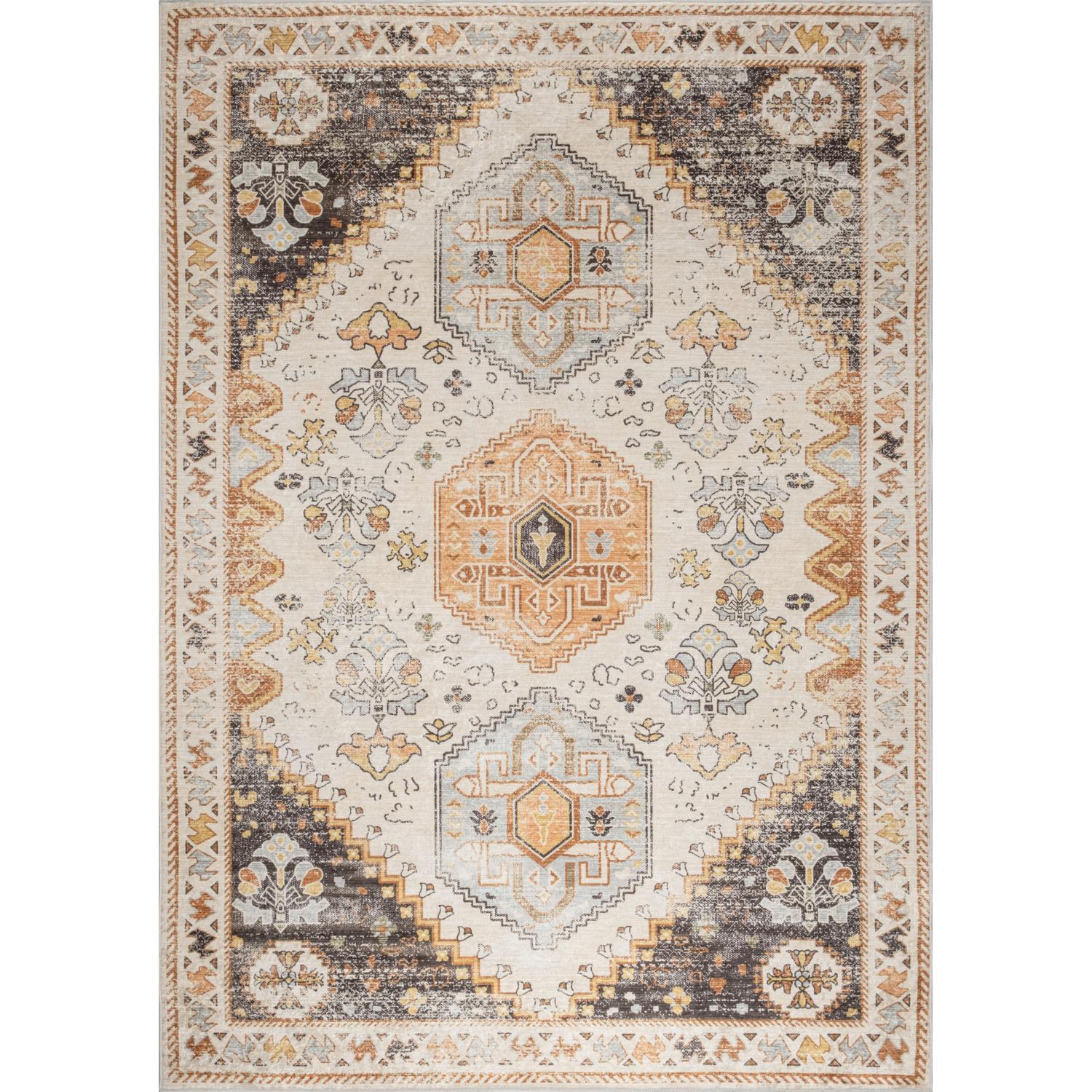Olive Bursa machine washable area rug 2' x 3' - flat overhead view