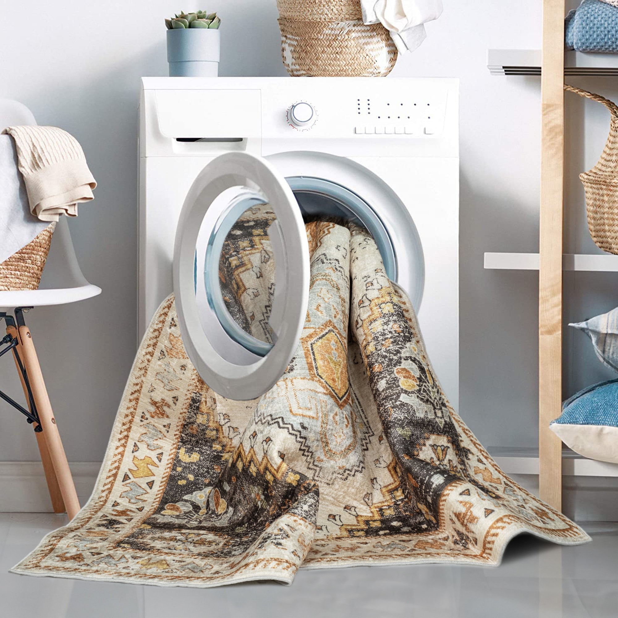 Olive Bursa machine washable area rug 3' x 5' - being cleaned
