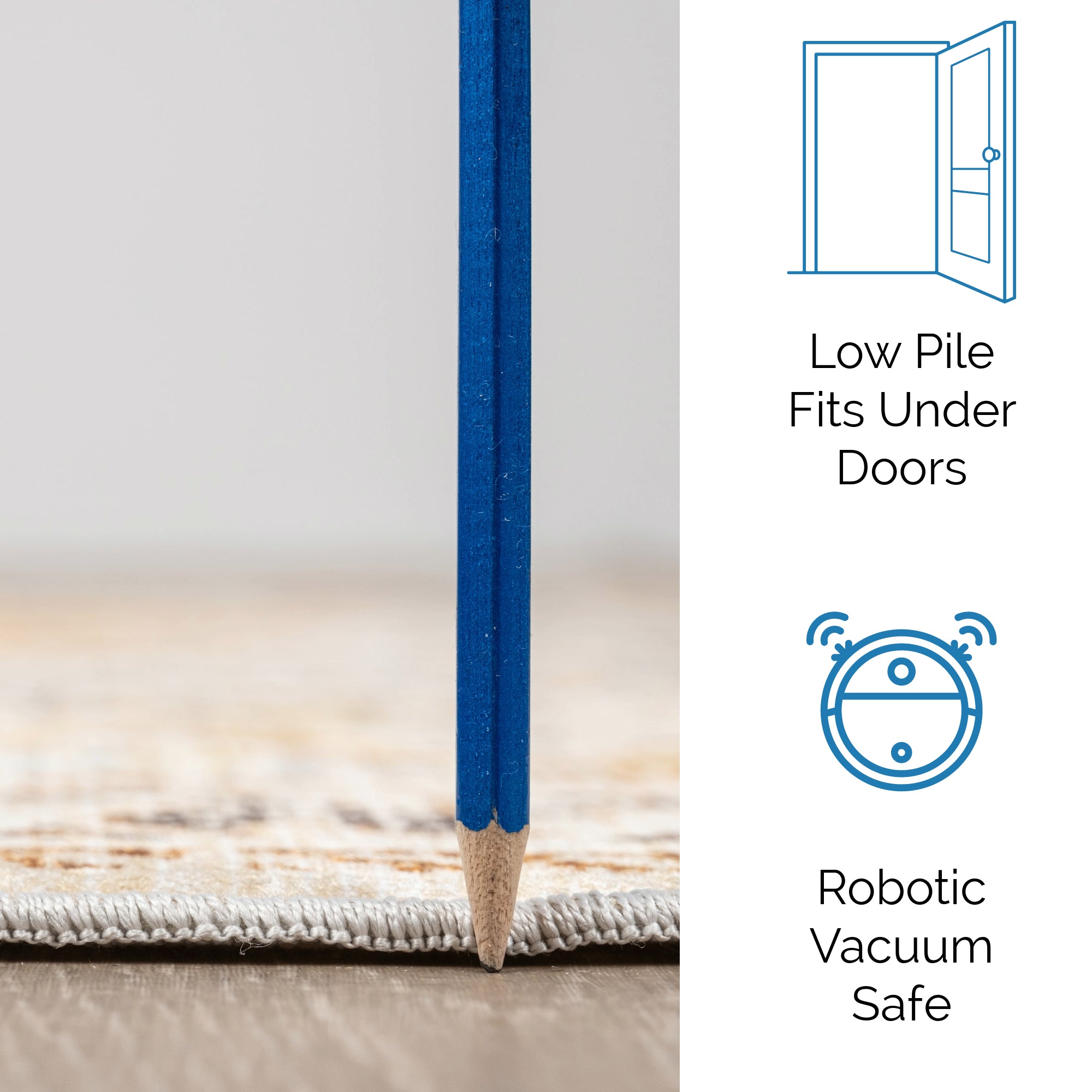 Olive Bursa machine washable area rug 3' x 5' - low pile fits under doors, robotic vacuum safe