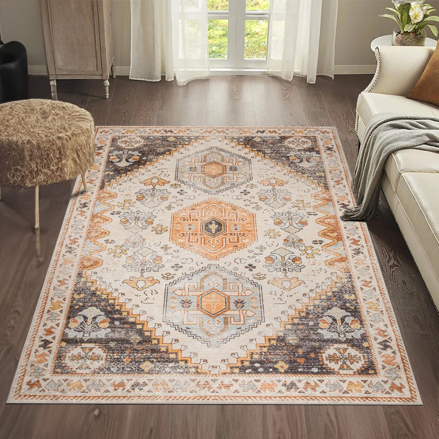 Olive Bursa machine washable area rug 3' x 5' - styled in a room setting
