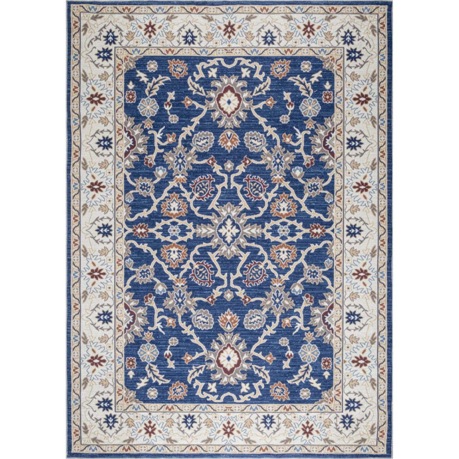 Navy Bursa machine washable area rug 2' x 3' - flat overhead view