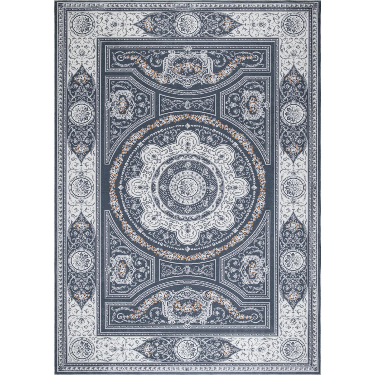 Gray Bursa machine washable area rug 2' x 3' - flat overhead view