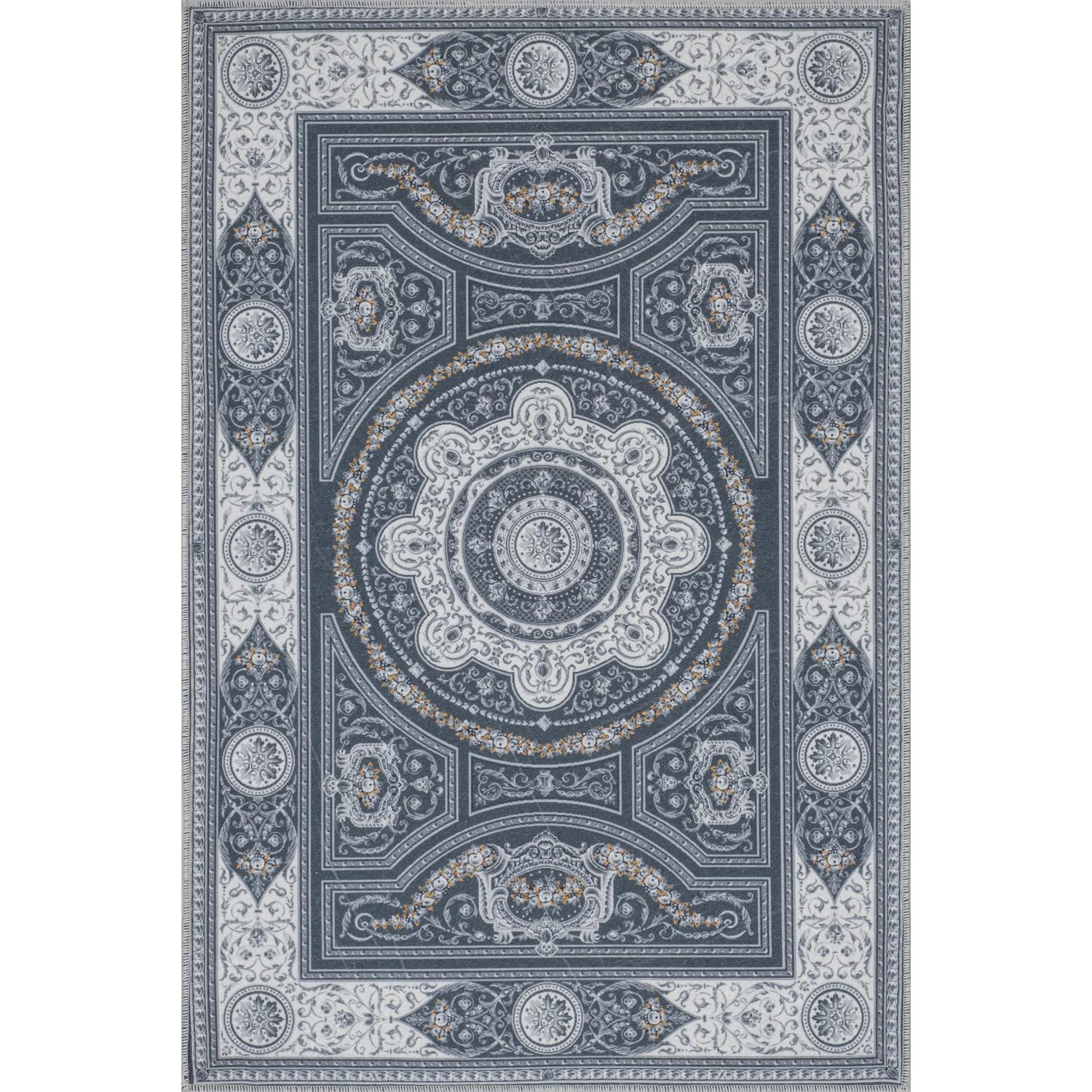 Gray Bursa machine washable area rug 4' x 6' - flat overhead view