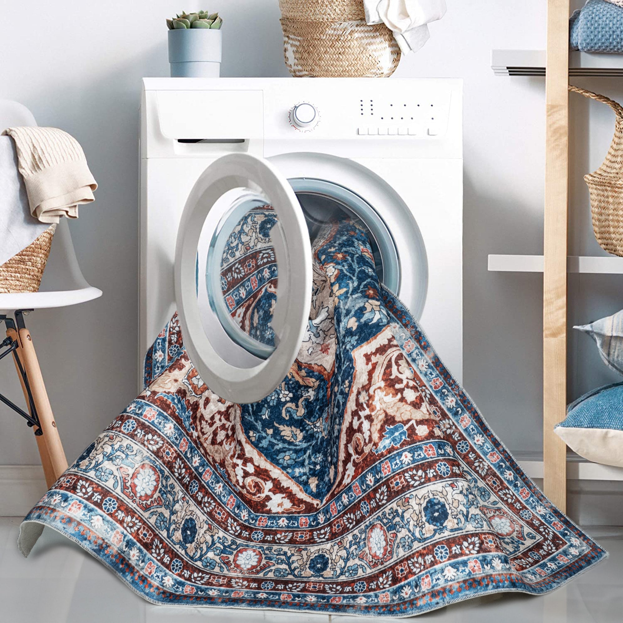 Peach Bursa machine washable area rug 2' x 3' - being cleaned