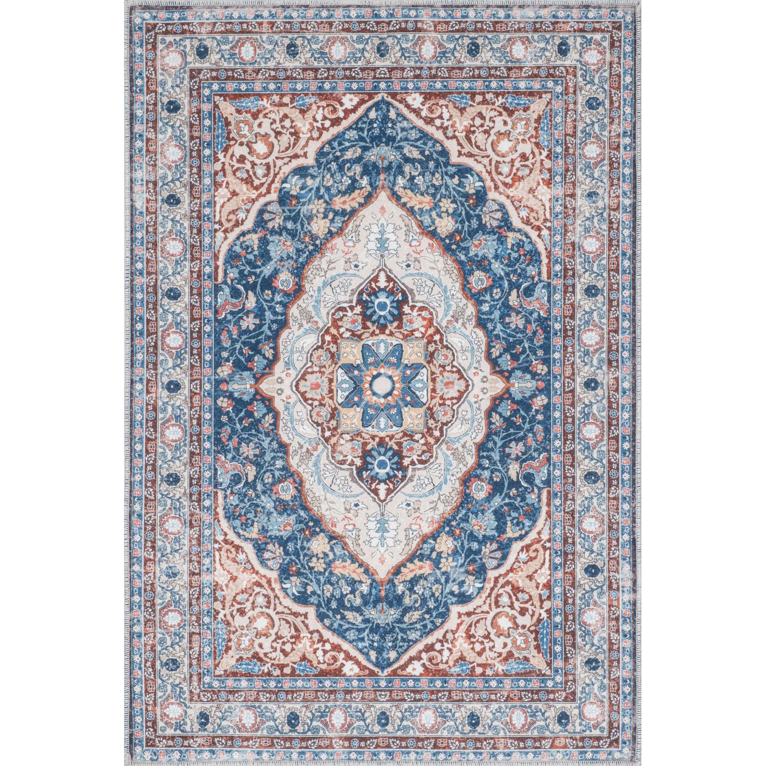 Peach Bursa machine washable area rug 5' x 7' - flat overhead view