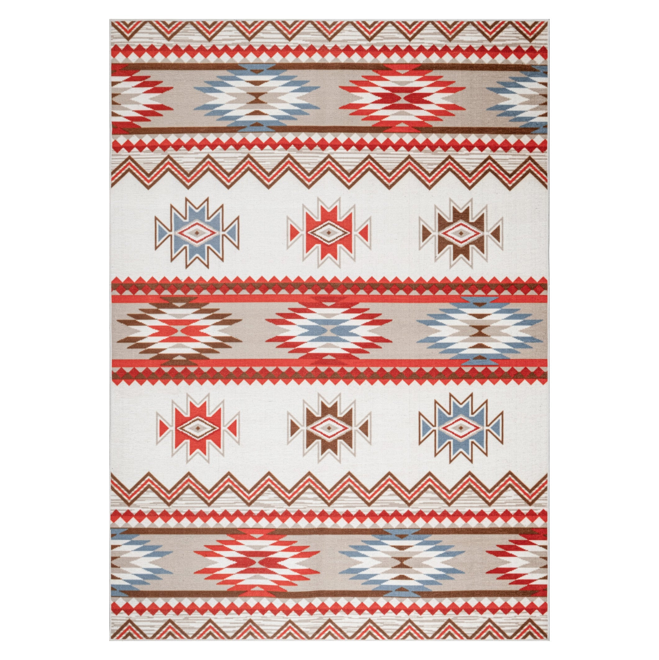 Ivory Konya machine washable area rug 4' x 6' - flat overhead view