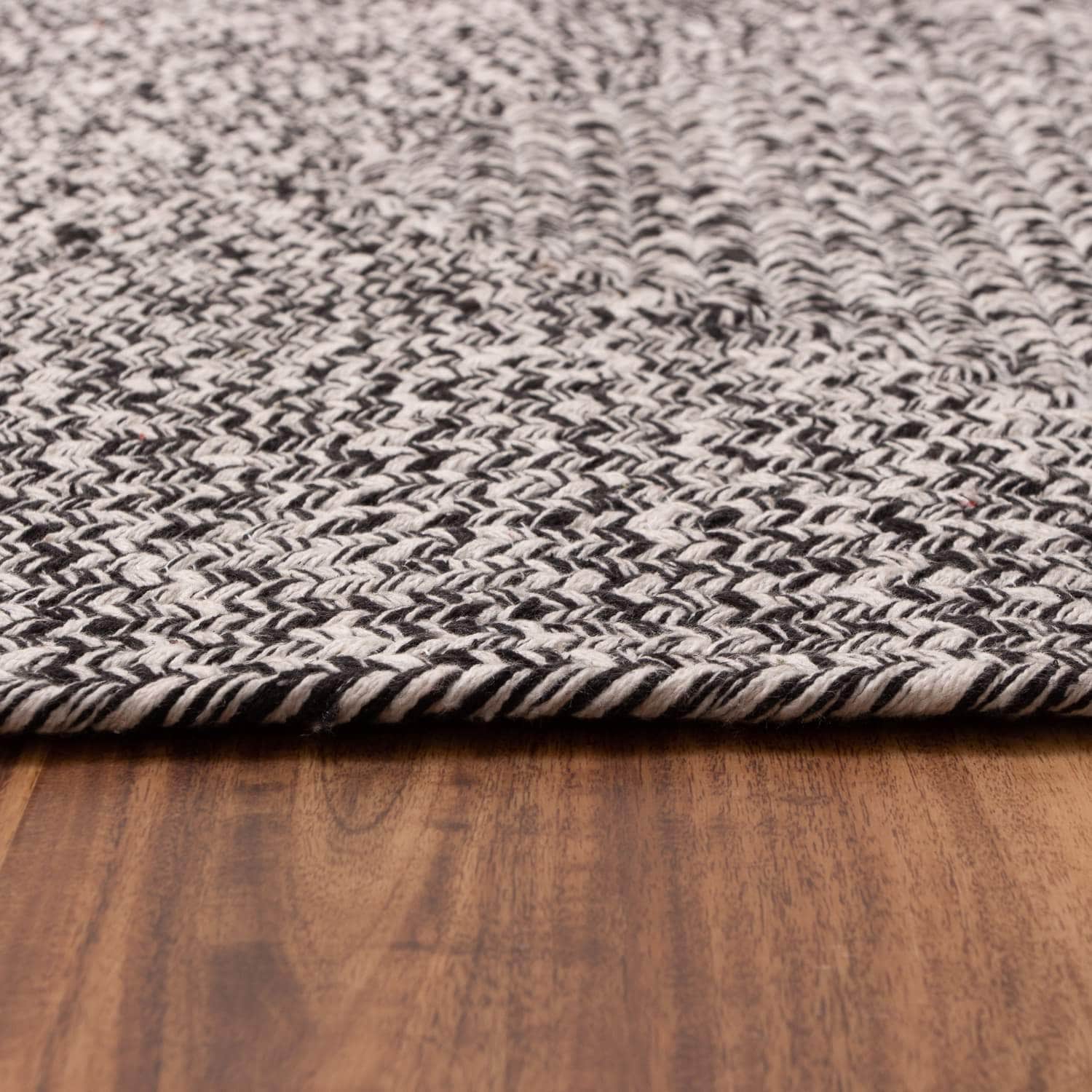 Black & White Braided Farmhouse Hand Spun Cotton Rug