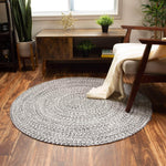 Black & White Braided Farmhouse Hand Spun Cotton Rug