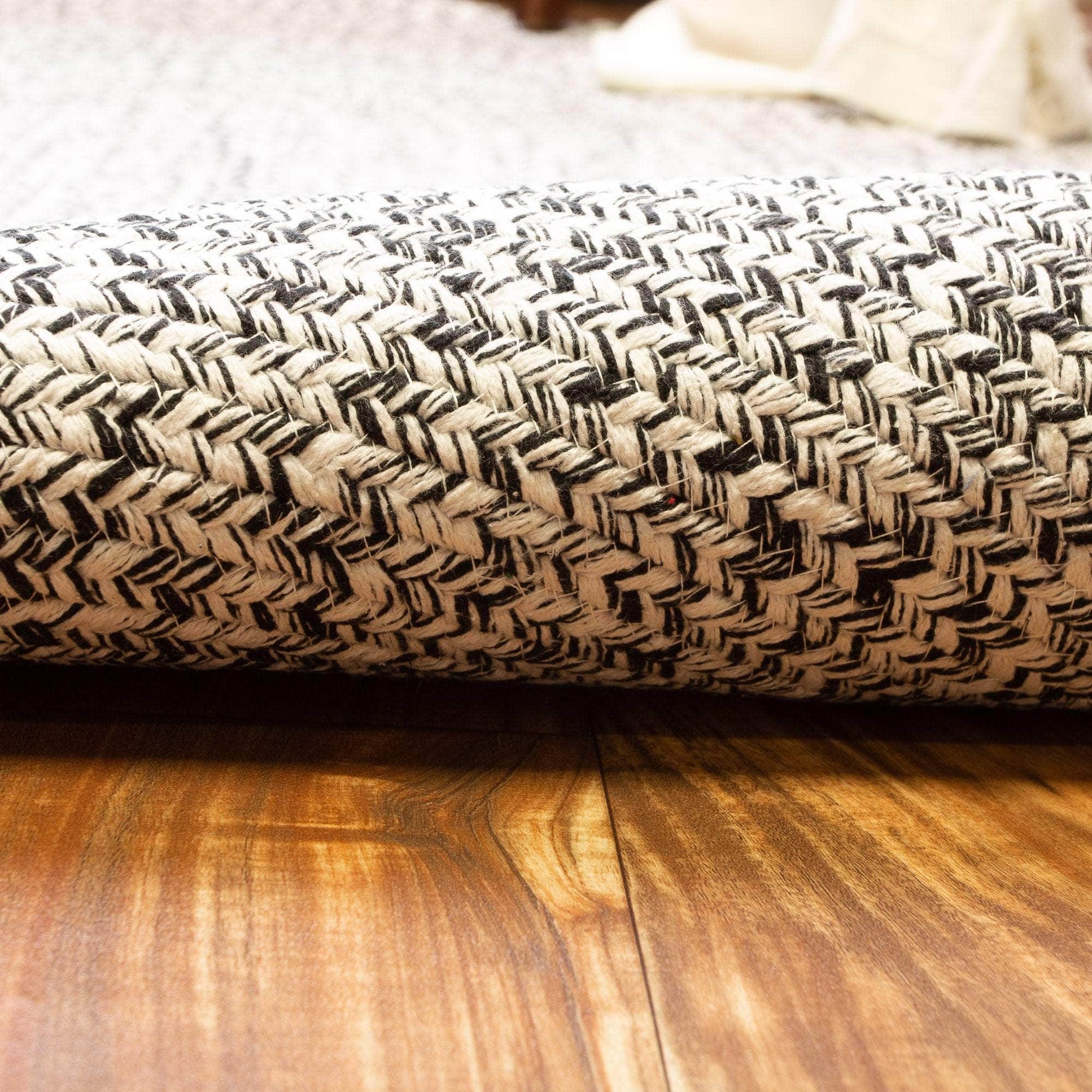 Black & White Braided Farmhouse Hand Spun Cotton Rug