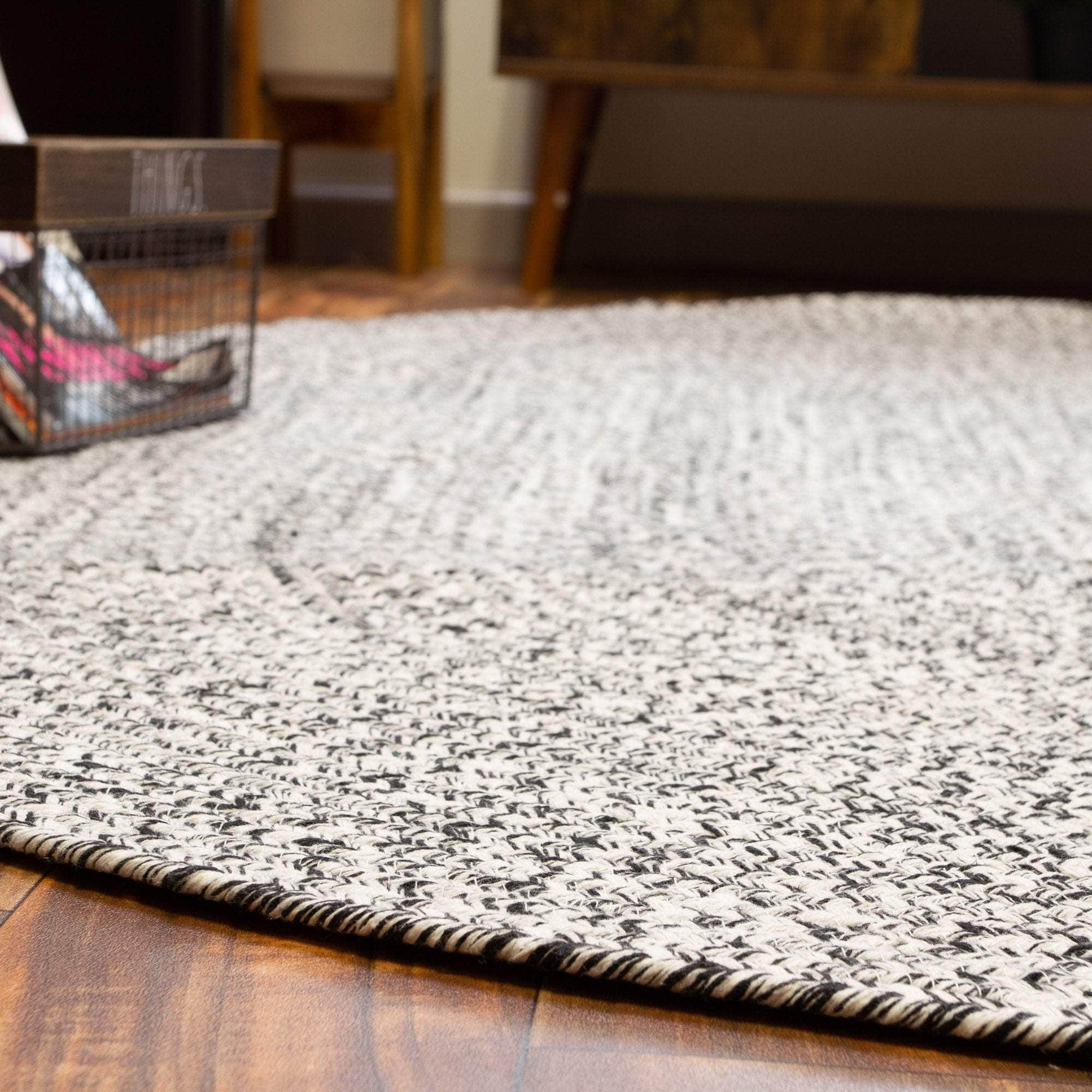 Black & White Braided Farmhouse Hand Spun Cotton Rug