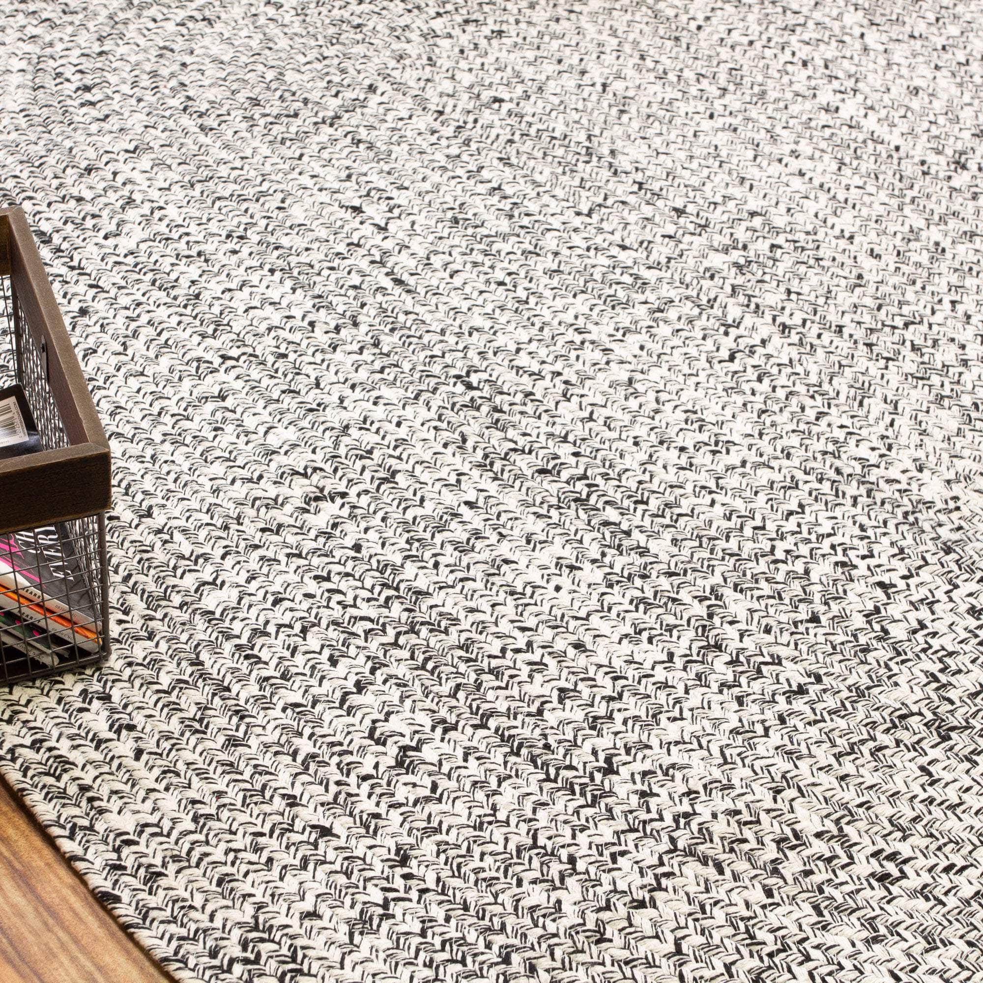 Black & White Braided Farmhouse Hand Spun Cotton Rug