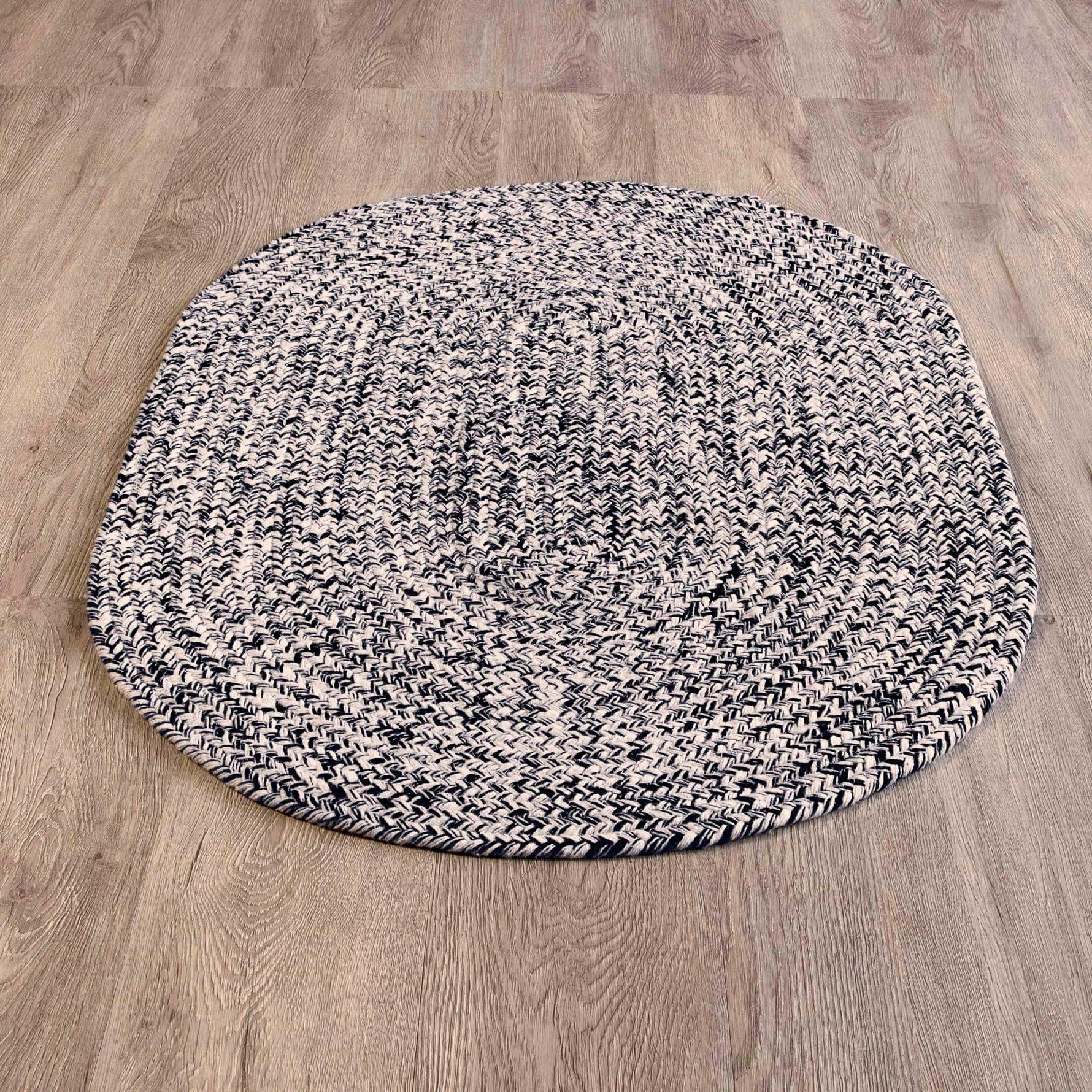 Black & White Braided Farmhouse Hand Spun Cotton Rug