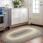 Gray/Black Braided Rug for Farmhouse Kitchens, Living Rooms & Interior Spaces - Made in USA - Premium Quality