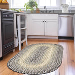 Gray/Black Braided Rug for Farmhouse Kitchens, Living Rooms & Interior Spaces - Made in USA - Premium Quality