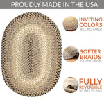 Gray/Black Braided Rug for Farmhouse Kitchens, Living Rooms & Interior Spaces - Made in USA - Premium Quality