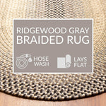 Gray/Black Braided Rug for Farmhouse Kitchens, Living Rooms & Interior Spaces - Made in USA - Premium Quality