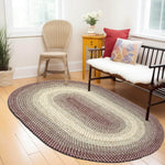 Burgundy Braided Rug for Farmhouse Kitchens, Living Rooms & Interior Spaces - Made in USA - Premium Quality