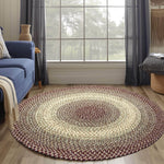 Burgundy Braided Rug for Farmhouse Kitchens, Living Rooms & Interior Spaces - Made in USA - Premium Quality