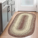Burgundy Braided Rug for Farmhouse Kitchens, Living Rooms & Interior Spaces - Made in USA - Premium Quality