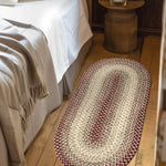 Burgundy Braided Rug for Farmhouse Kitchens, Living Rooms & Interior Spaces - Made in USA - Premium Quality