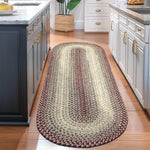 Burgundy Braided Rug for Farmhouse Kitchens, Living Rooms & Interior Spaces - Made in USA - Premium Quality