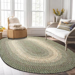 Green Braided Rug for Farmhouse Kitchens, Living Rooms & Interior Spaces - Made in USA - Premium Quality Ridgewood