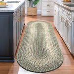 Green Braided Rug for Farmhouse Kitchens, Living Rooms & Interior Spaces - Made in USA - Premium Quality Ridgewood