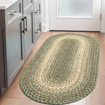 Green Braided Rug for Farmhouse Kitchens, Living Rooms & Interior Spaces - Made in USA - Premium Quality Ridgewood