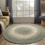 Green Braided Rug for Farmhouse Kitchens, Living Rooms & Interior Spaces - Made in USA - Premium Quality Ridgewood