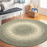 Green Braided Rug for Farmhouse Kitchens, Living Rooms & Interior Spaces - Made in USA - Premium Quality Ridgewood