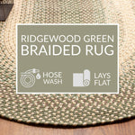 Green Braided Rug for Farmhouse Kitchens, Living Rooms & Interior Spaces - Made in USA - Premium Quality Ridgewood