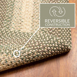 Green Braided Rug for Farmhouse Kitchens, Living Rooms & Interior Spaces - Made in USA - Premium Quality Ridgewood