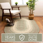 Green Braided Rug for Farmhouse Kitchens, Living Rooms & Interior Spaces - Made in USA - Premium Quality Ridgewood