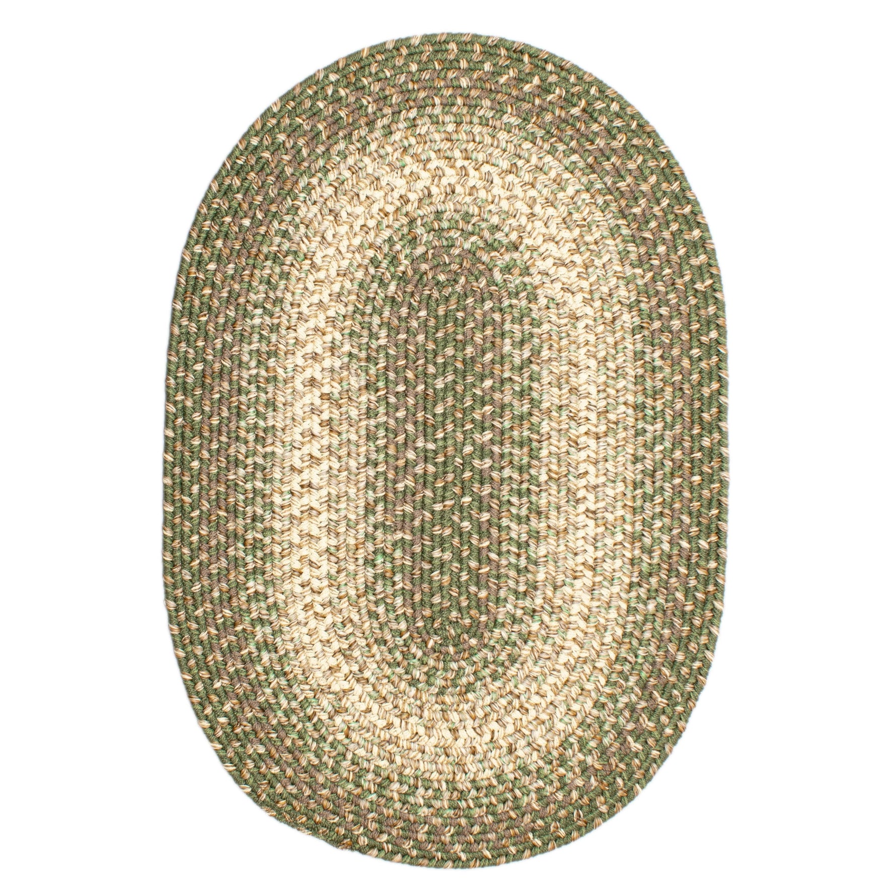 Green Braided Rug for Farmhouse Kitchens, Living Rooms & Interior Spaces - Made in USA - Premium Quality Ridgewood