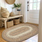 Taupe/Neutral Braided Rug for Farmhouse Kitchens, Living Rooms & Interior Spaces - Made in USA - Premium Quality
