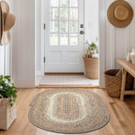 Taupe/Neutral Braided Rug for Farmhouse Kitchens, Living Rooms & Interior Spaces - Made in USA - Premium Quality