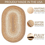 Taupe/Neutral Braided Rug for Farmhouse Kitchens, Living Rooms & Interior Spaces - Made in USA - Premium Quality