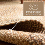 Taupe/Neutral Braided Rug for Farmhouse Kitchens, Living Rooms & Interior Spaces - Made in USA - Premium Quality