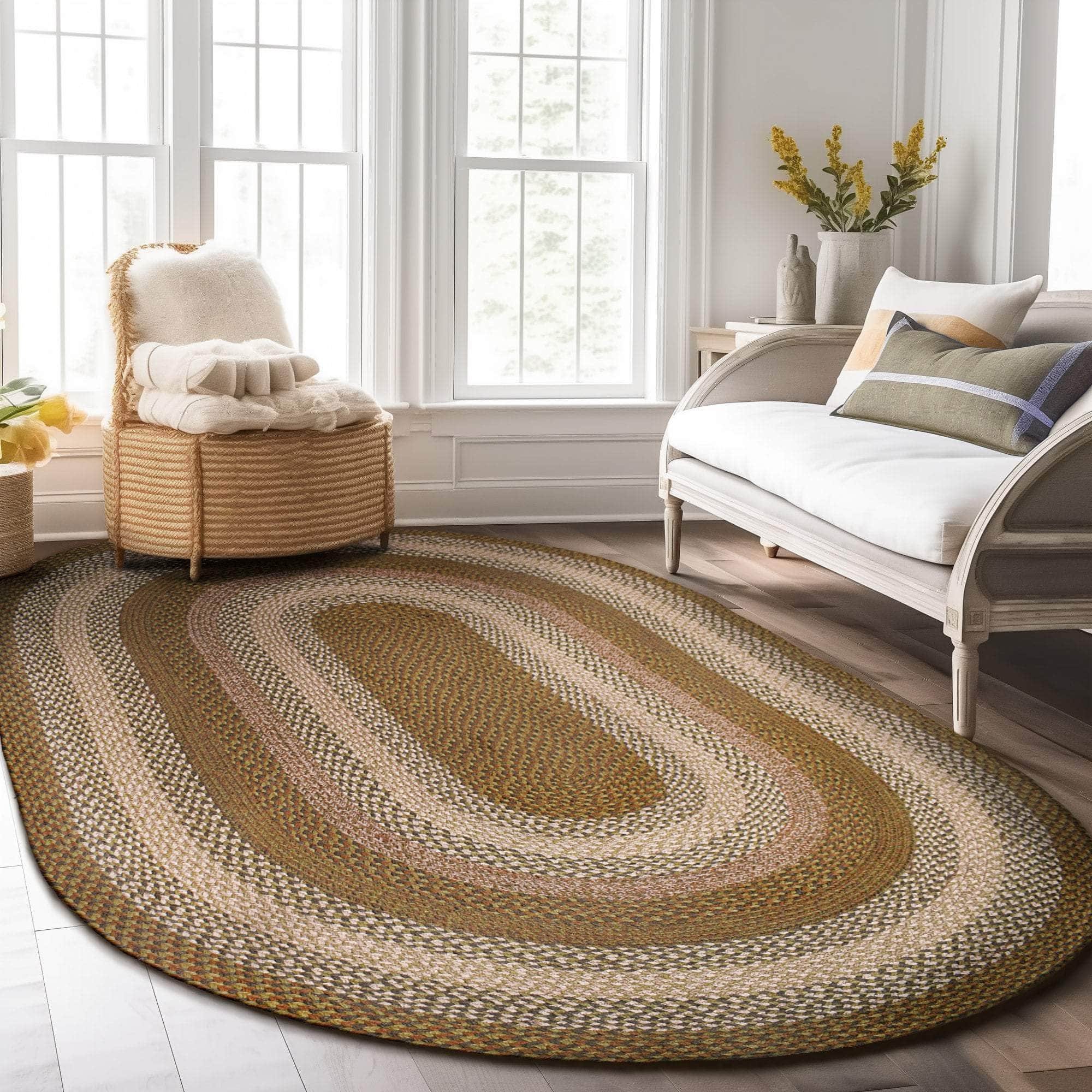 Green Rustic Farmhouse Jute Rug